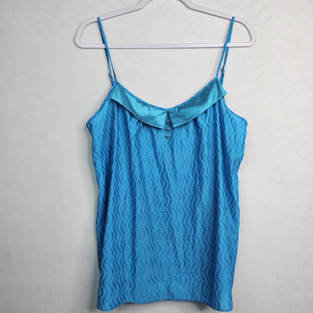 Lady cameo vintage 90s y2k blue tank top cami lingerie top sz M